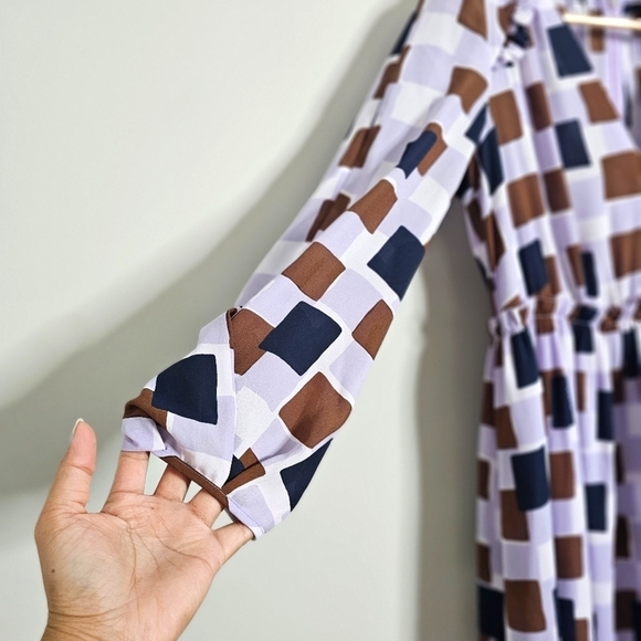 Kate Spade Lilac Geo Squares Mini Dress, Size 6 - Picture 6 of 11